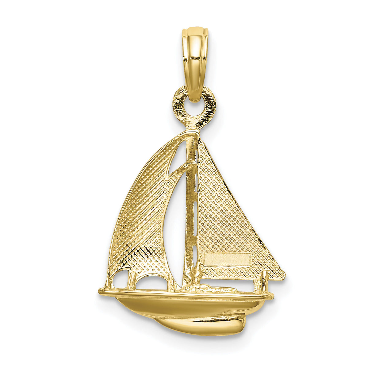 10K w/ Rhodium 3-D Polished Sailboat Charm-10K9221