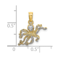 10K W/ Rhodium 2-D and Textured Octopus Charm-10K9222