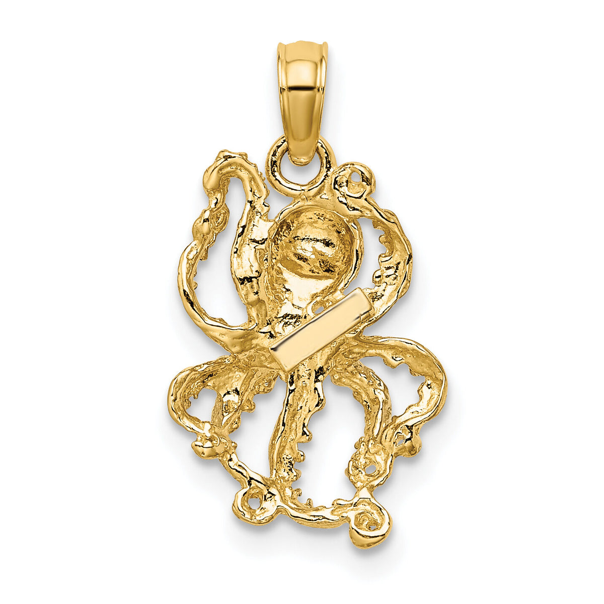10K W/ Rhodium 2-D and Textured Octopus Charm-10K9223