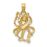 10K W/ Rhodium 2-D and Textured Octopus Charm-10K9223
