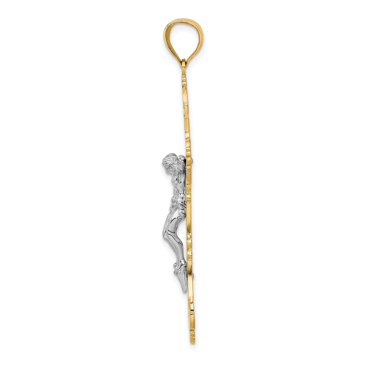 10K W/ Rhodium Crucifix Charm-10K9224