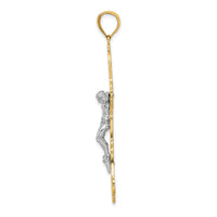 10K W/ Rhodium Crucifix Charm-10K9224
