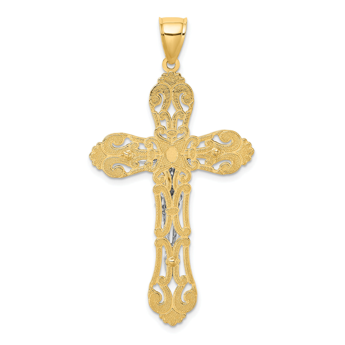 10K W/ Rhodium Crucifix Charm-10K9224