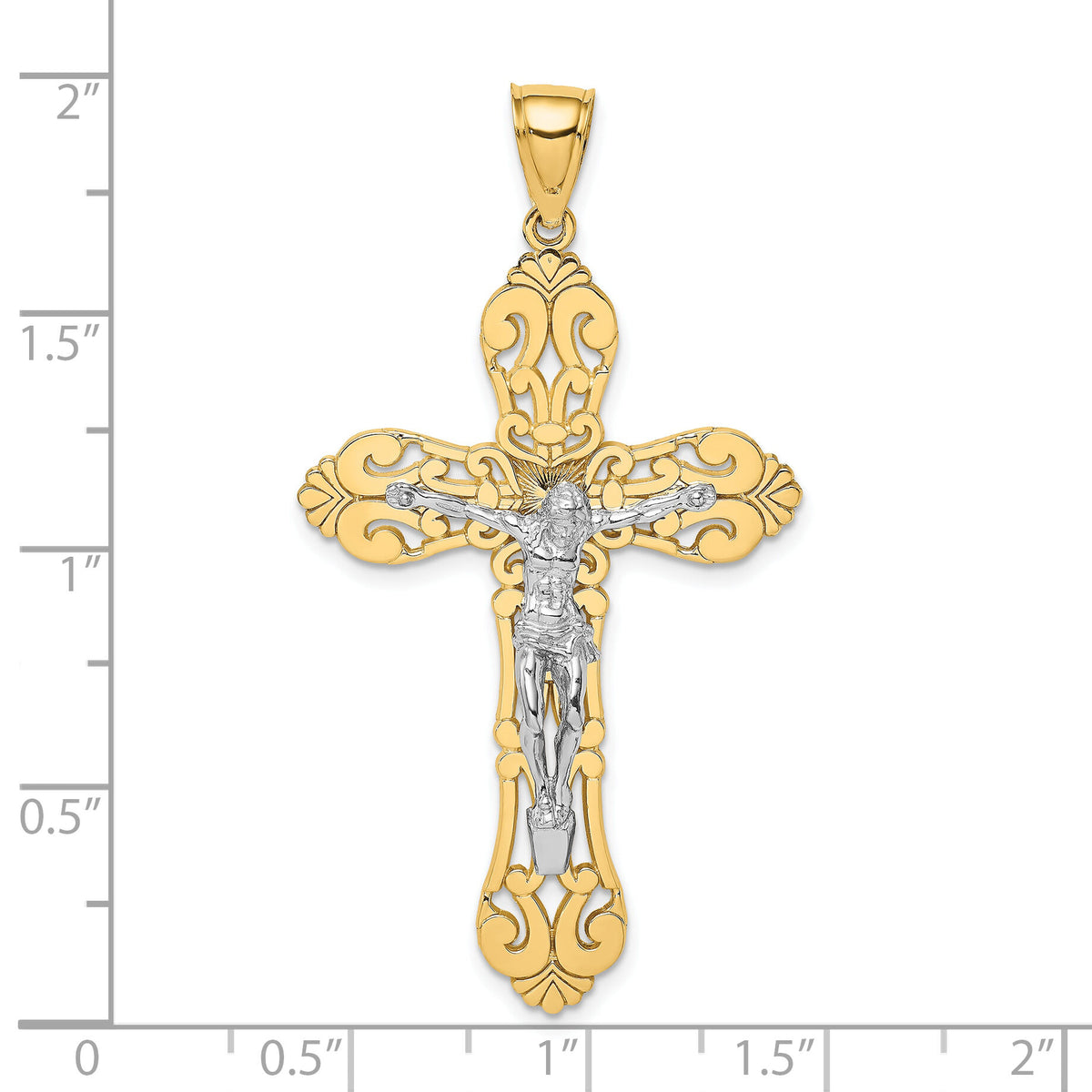 10K W/ Rhodium Crucifix Charm-10K9224