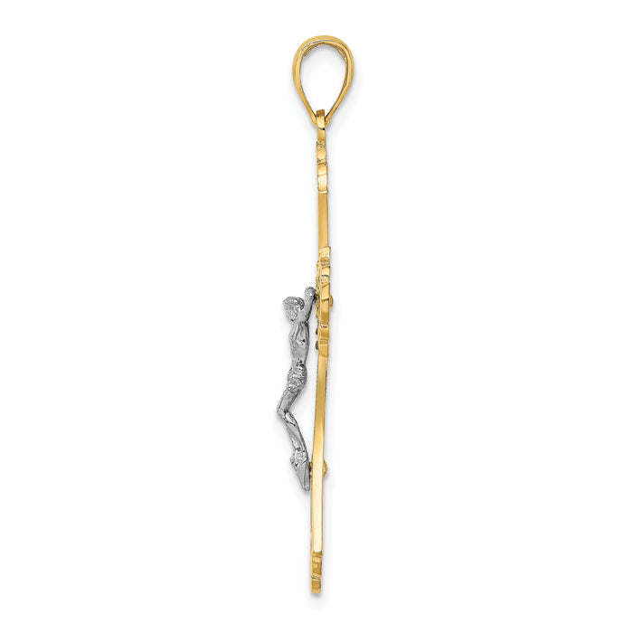 10K Two-tone Cut-Out Crucifix Charm-10K9227