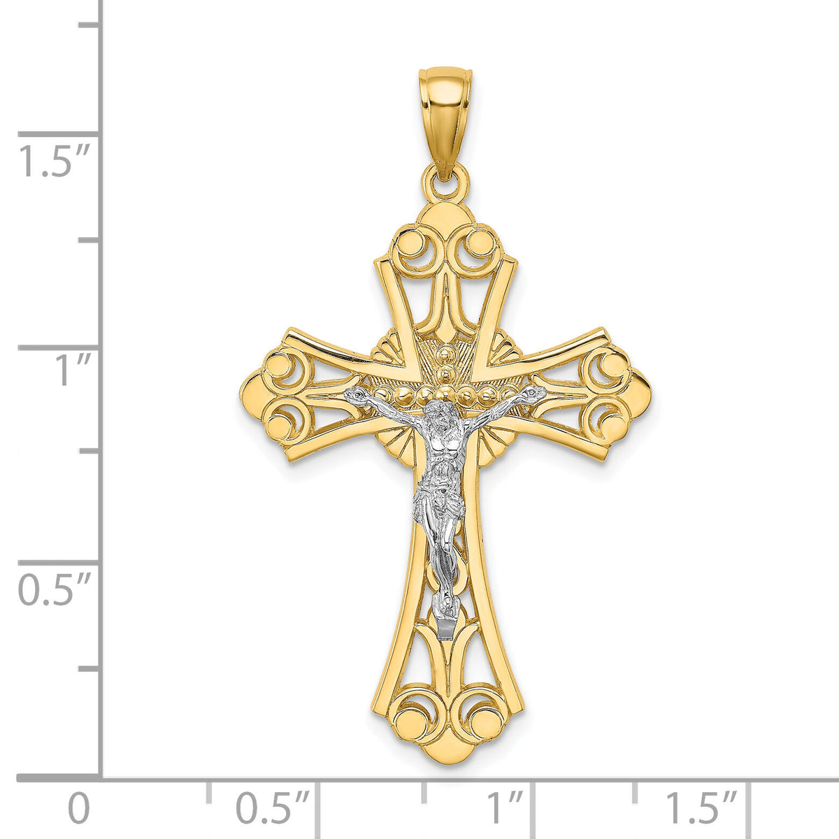 10K Two-tone Cut-Out Crucifix Charm-10K9227