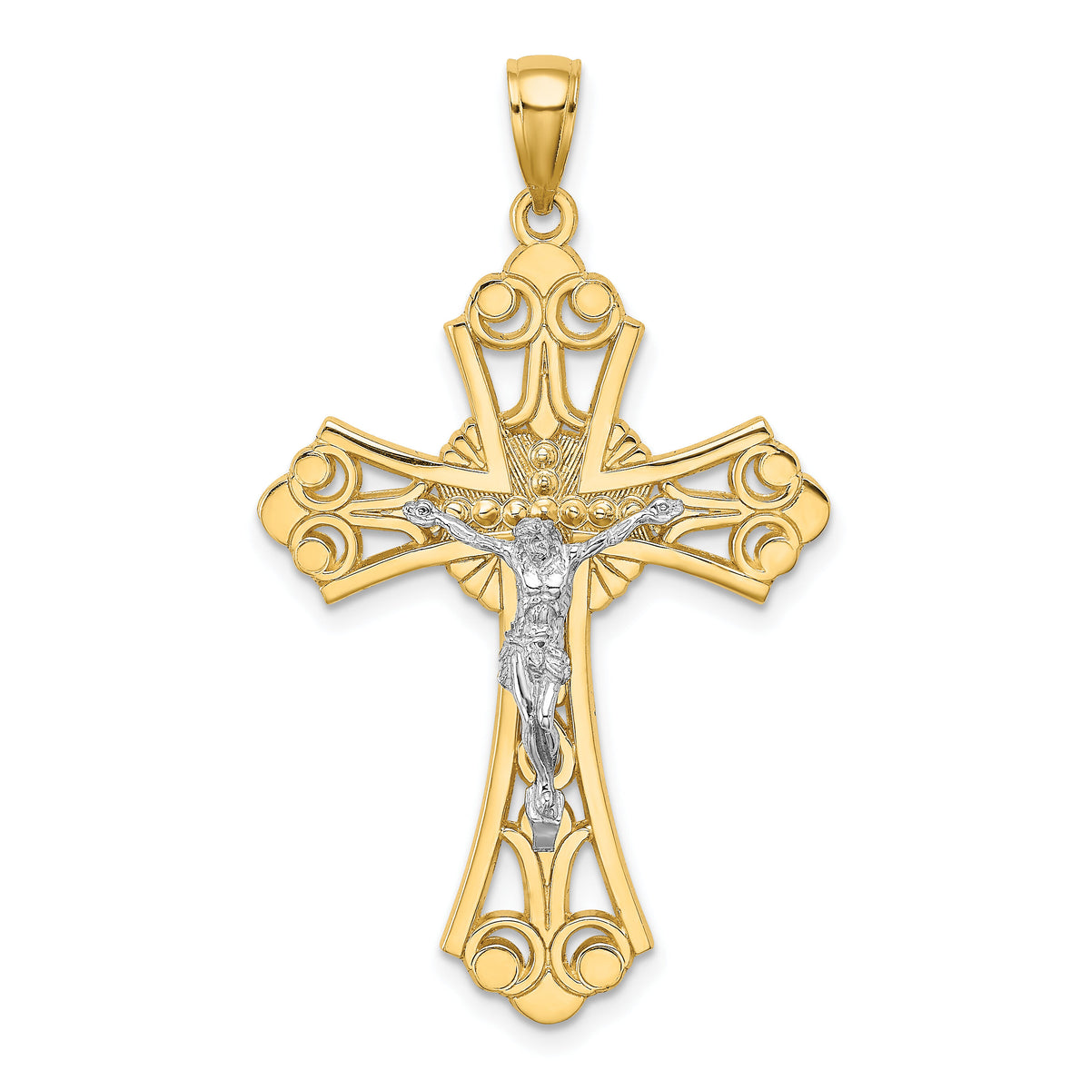 10K Two-tone Cut-Out Crucifix Charm-10K9227