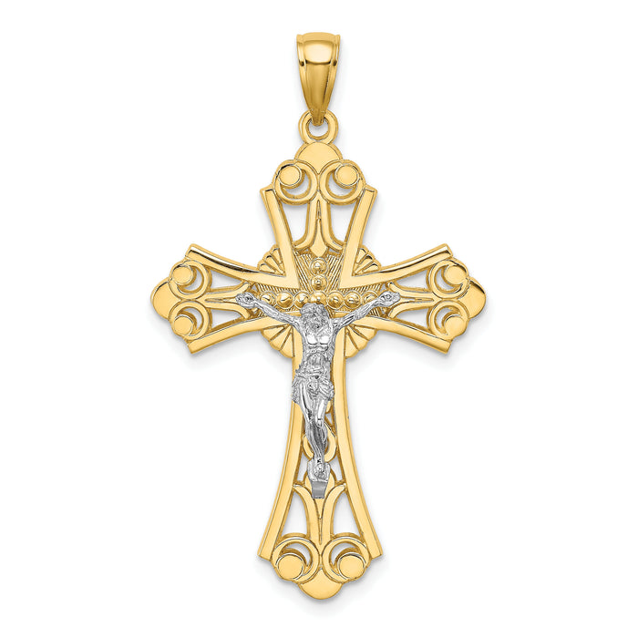10K Two-tone Cut-Out Crucifix Charm-10K9227