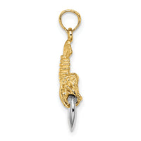 10K w/Rhodium 2-D Moveable Lobster Charm-10K9236