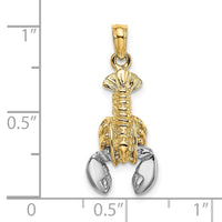 10K w/Rhodium 2-D Moveable Lobster Charm-10K9236