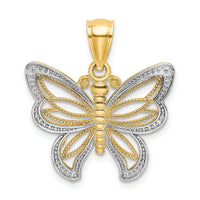 10K w/Rhodium Butterfly W/ White Beaded Wings Charm-10K9237