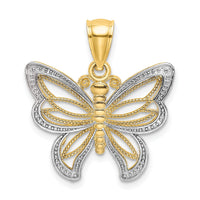 10K w/Rhodium Butterfly W/ White Beaded Wings Charm-10K9237