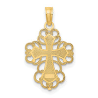10K W/ Rhodium Beaded Lace Trim Cross Charm-10K9240