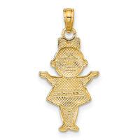10K Textured w/Rhodium Girl Charm-10K9244