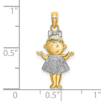 10K Textured w/Rhodium Girl Charm-10K9244