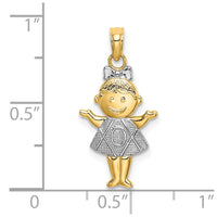 10K Textured w/Rhodium Girl Charm-10K9244