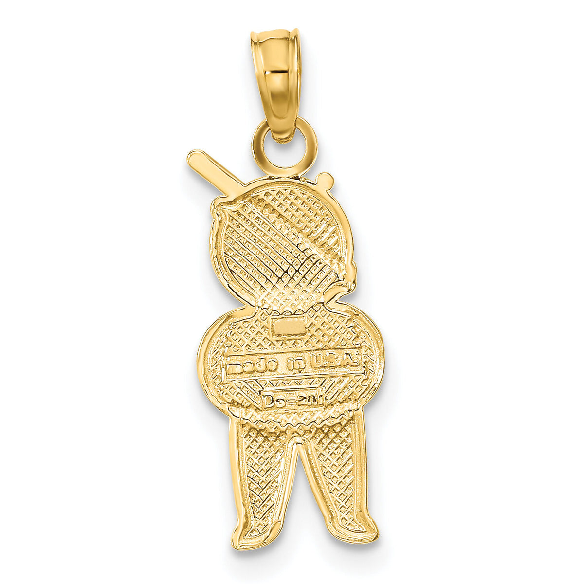 10K Textured w/Rhodium Boy Charm-10K9245