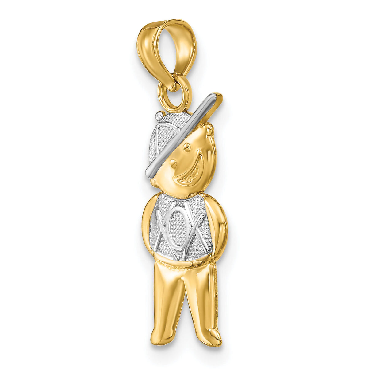 10K Textured w/Rhodium Boy Charm-10K9245