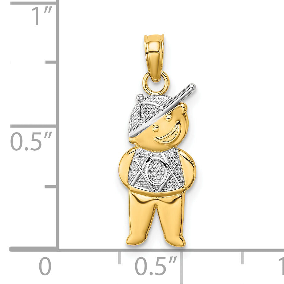 10K Textured w/Rhodium Boy Charm-10K9245