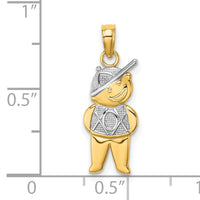 10K Textured w/Rhodium Boy Charm-10K9245