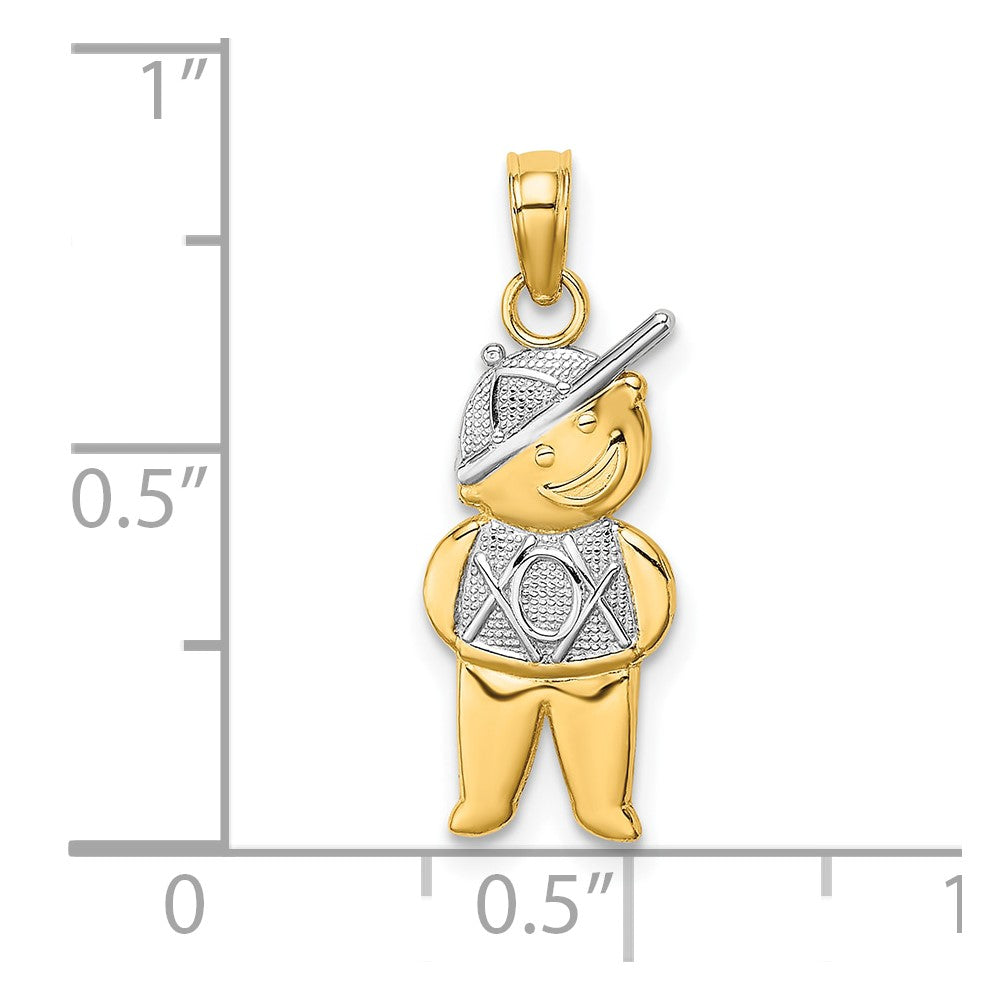 10K Textured w/Rhodium Boy Charm-10K9245