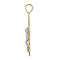 10K Two-Tone w/Lace Trim Crucifix Charm-10K9286