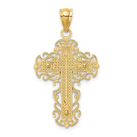 10K Two-Tone w/Lace Trim Crucifix Charm-10K9286
