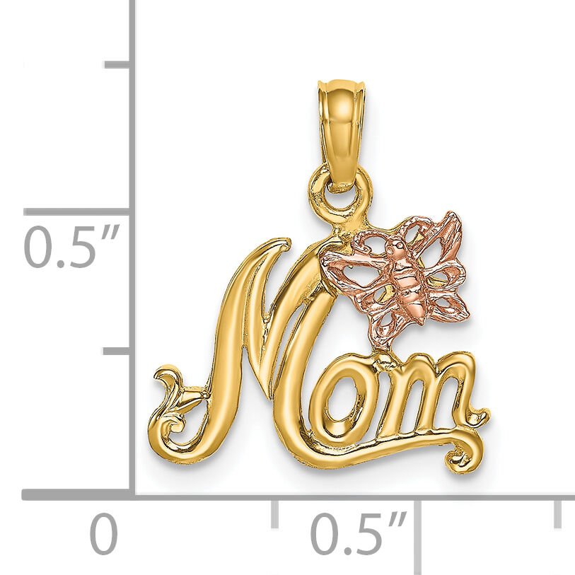 10K Two-Tone MOM W/ Butterfly Charm-10K9293