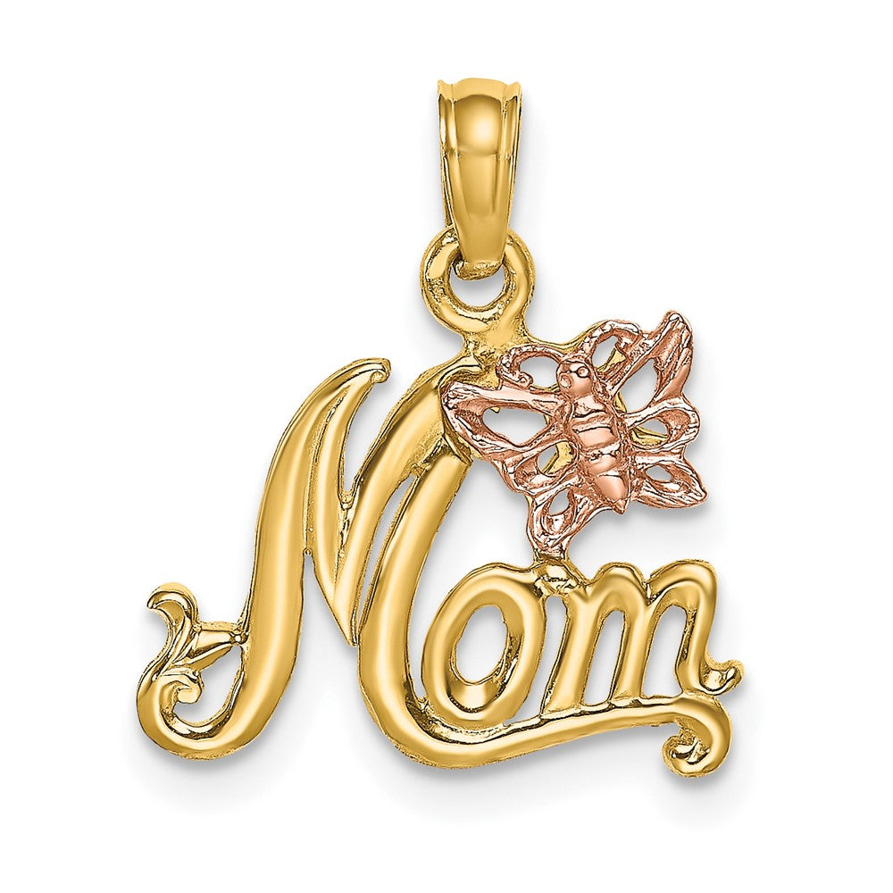 10K Two-Tone MOM W/ Butterfly Charm-10K9293