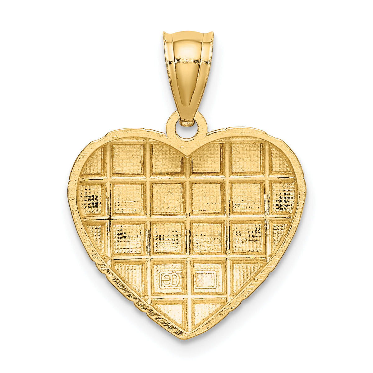 10K W/ Rhodium D/C Heart Charm-10K9297