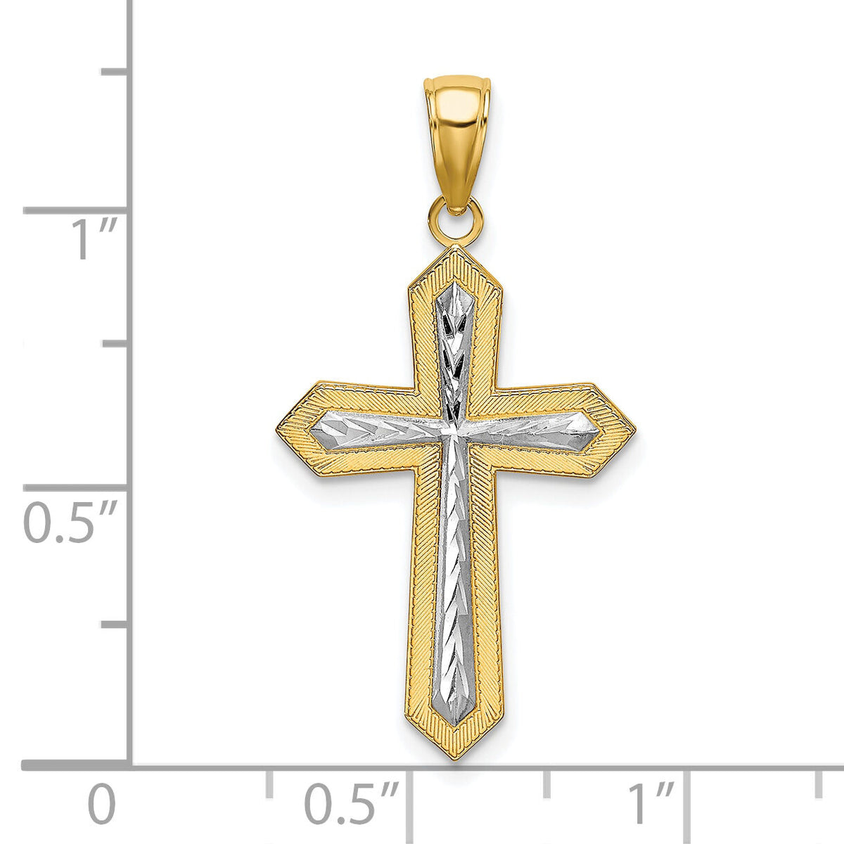 10K w/ Rhodium D/C Cross Pendant-10K9299