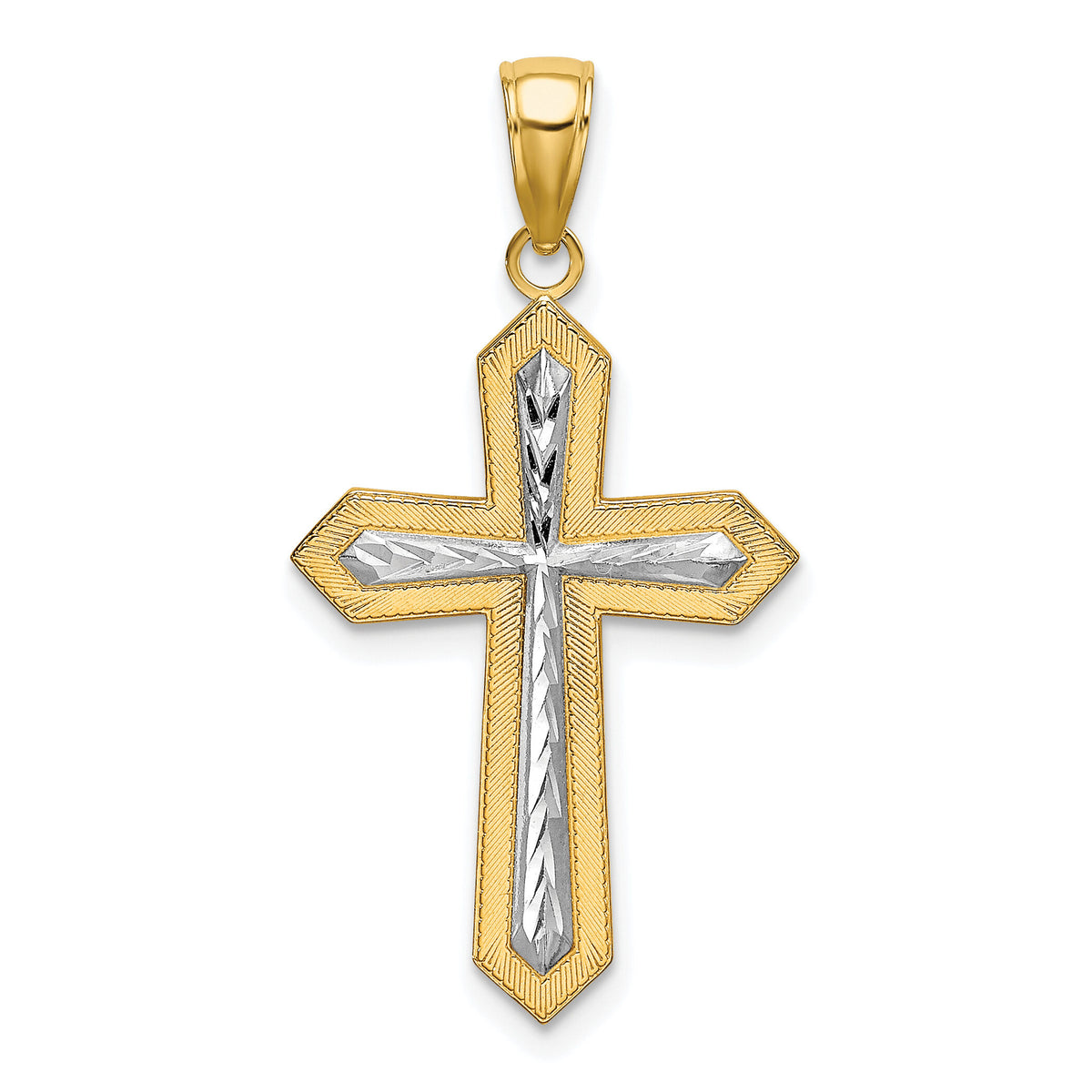 10K w/ Rhodium D/C Cross Pendant-10K9299