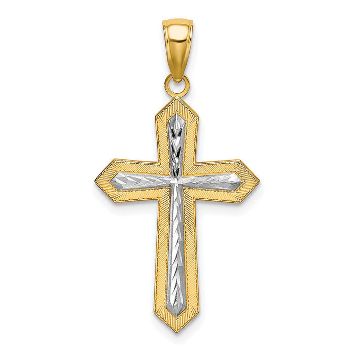 10K w/ Rhodium D/C Cross Pendant-10K9299