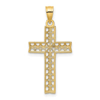 10K w/ Rhodium D/C Filigree Cross Pendant-10K9302