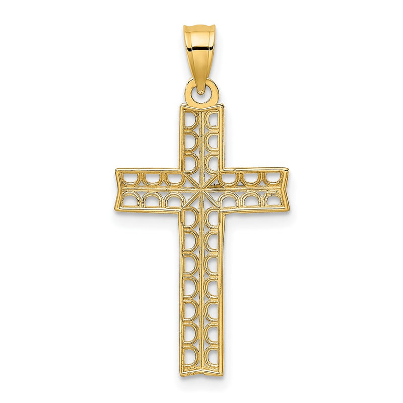 10K w/ Rhodium D/C Filigree Cross Pendant-10K9302