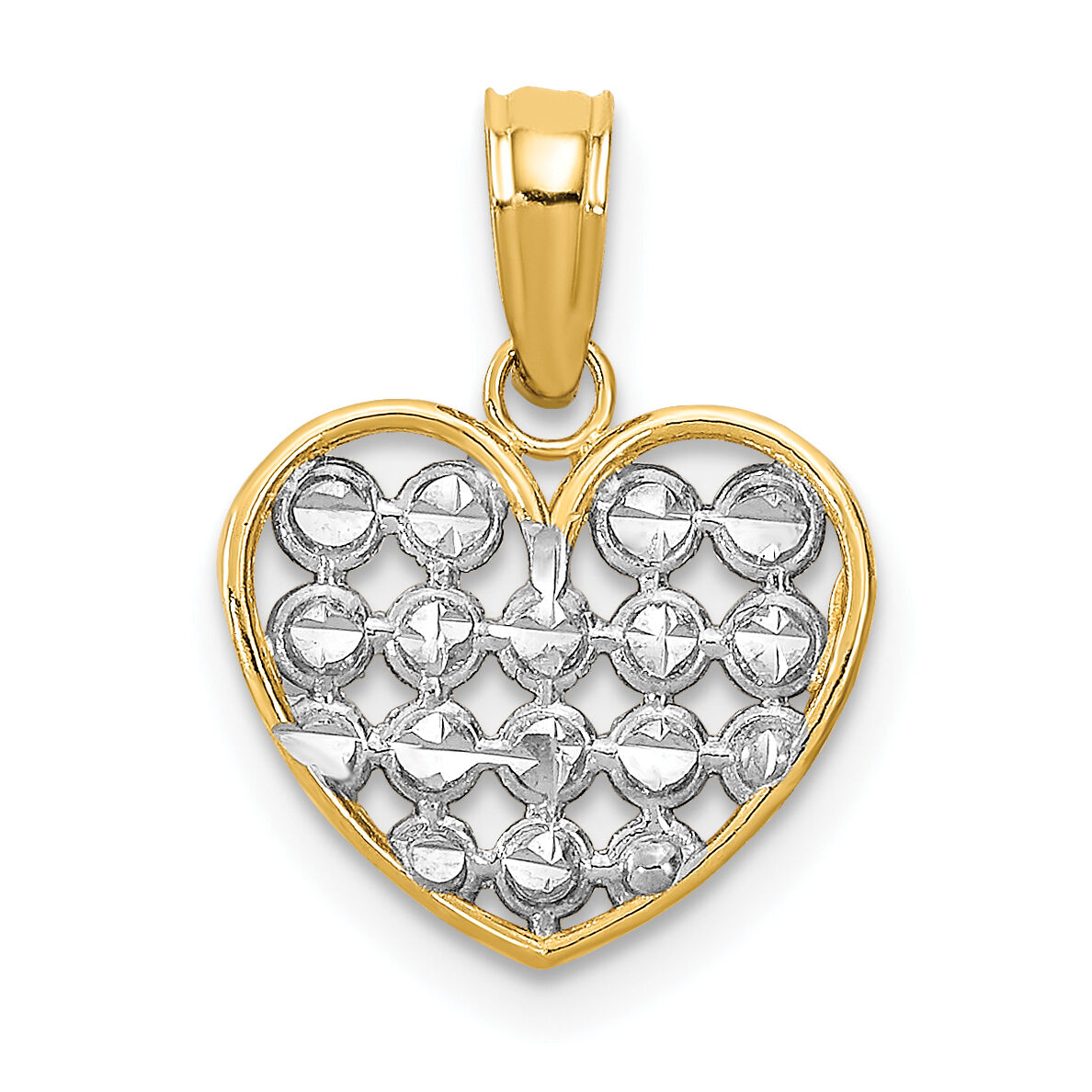 10k w/Rhodium D/C Heart Charm-10K9311