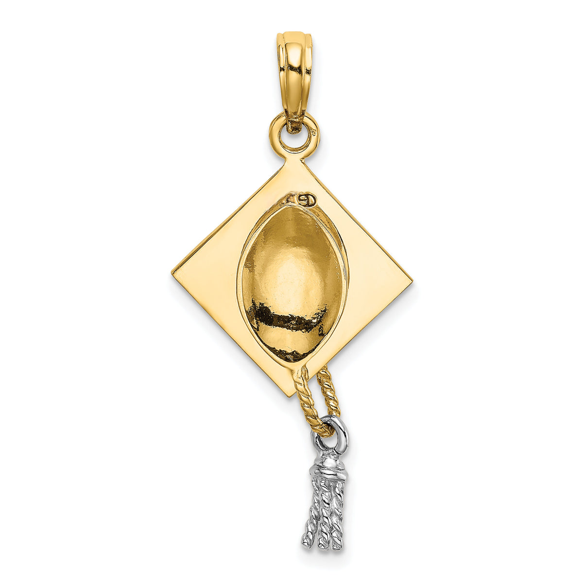 10k w/Rhodium 3-D Graduation Cap Moveable Tassle Charm-10K9312