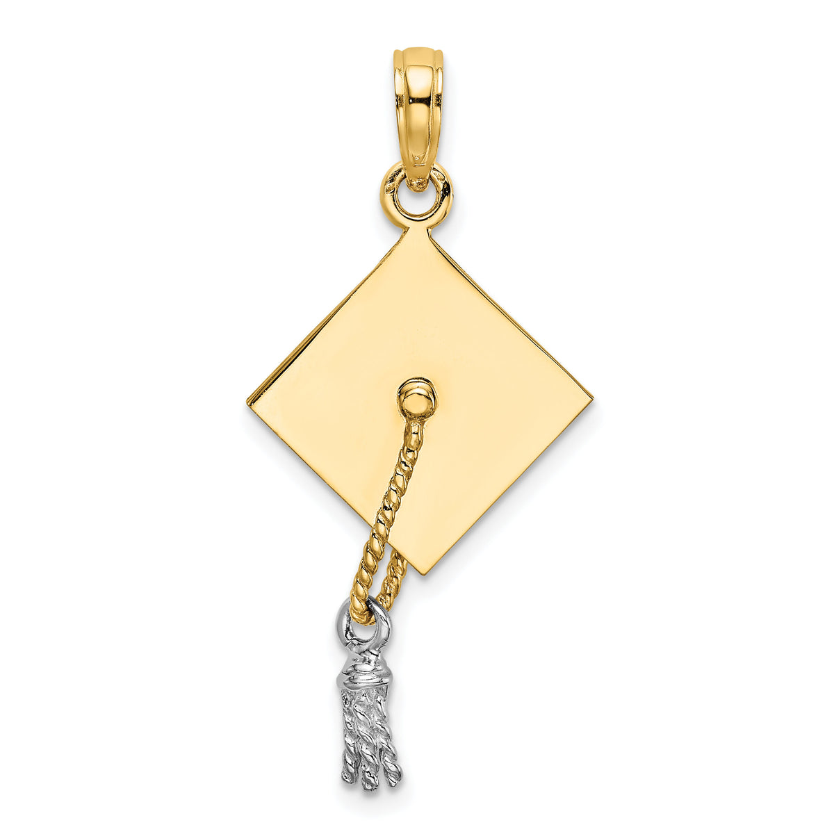 10k w/Rhodium 3-D Graduation Cap Moveable Tassle Charm-10K9312