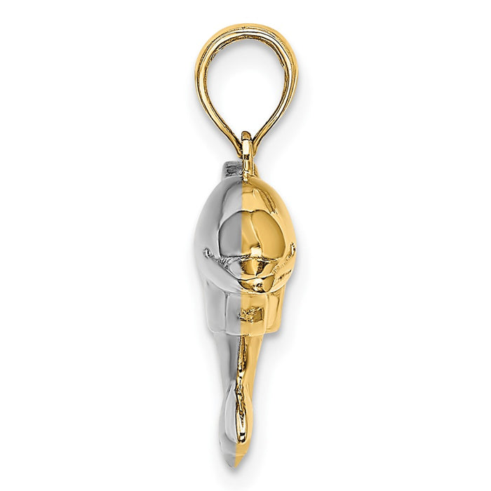 10k w/Rhodium 3-D Reversible Puffed Dolphin Charm-10K9322