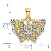 10k w/Rhodium Butterfly w/White Edge and Cut-out Wings-10K9336