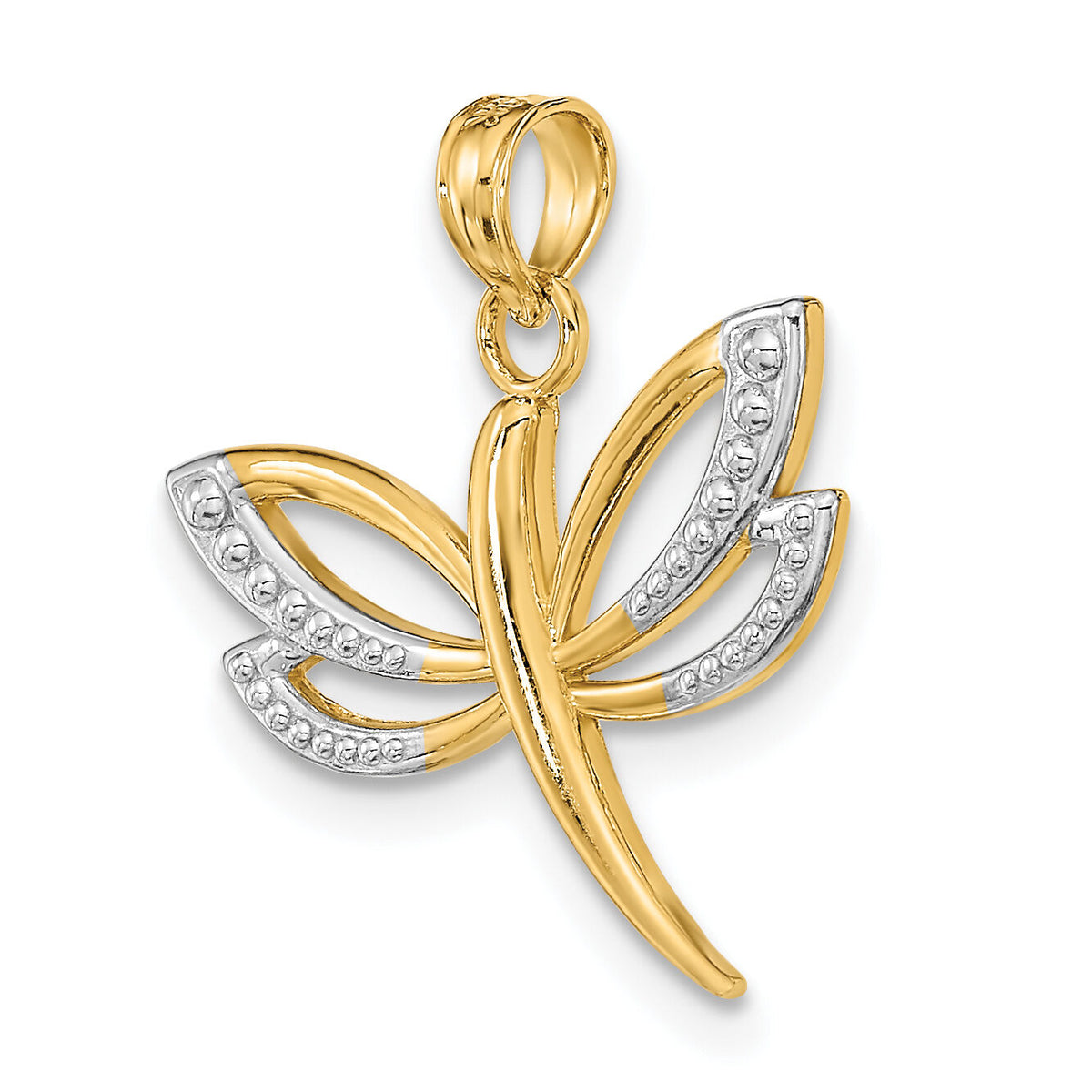 10K w/ Rhodium Textured Dragonfly Charm-10K9341