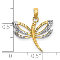 10K w/ Rhodium Textured Dragonfly Charm-10K9341