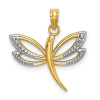 10K w/ Rhodium Textured Dragonfly Charm-10K9341
