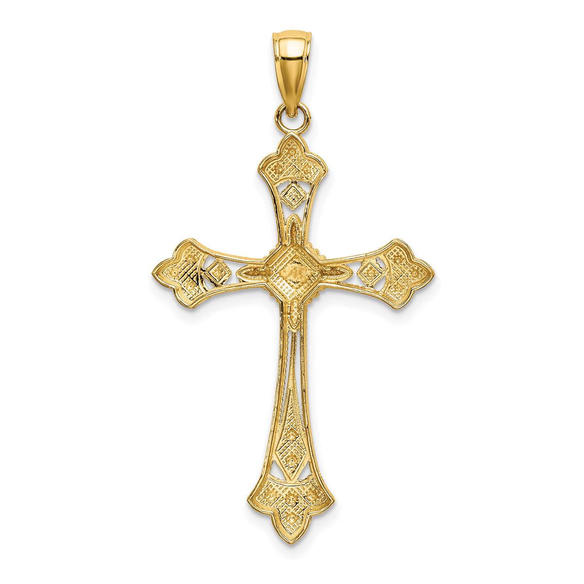 10K W/ Rhodium D/C Edges Cross Charm-10K9344