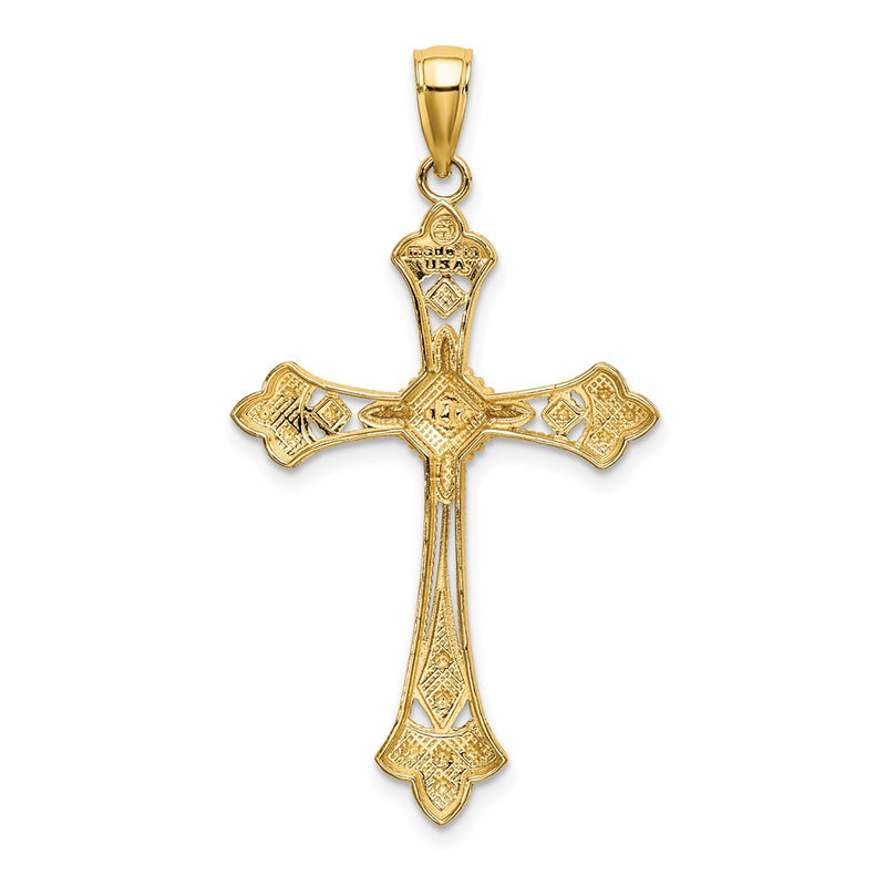 10K W/ Rhodium D/C Edges Cross Charm-10K9344