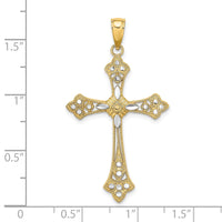 10K W/ Rhodium D/C Edges Cross Charm-10K9344