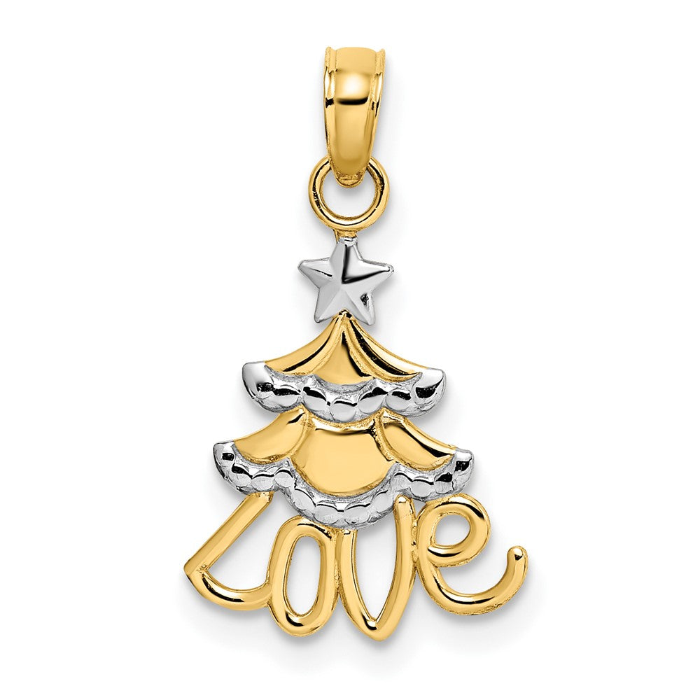 10K W/ Rhodium Christmas Tree Charm-10K9364