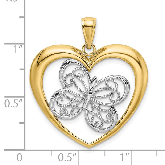 10K w/Rhodium Butterfly In Heart Charm-10K9370