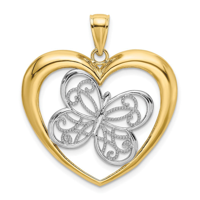10K w/Rhodium Butterfly In Heart Charm-10K9370