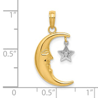 10k w/Rhodium Half Moon w/Star Moveable Charm-10K9376